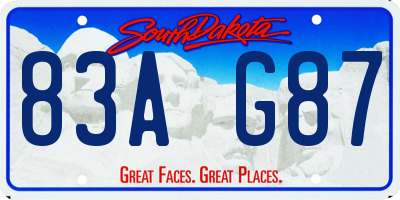 SD license plate 83AG87