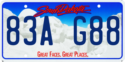 SD license plate 83AG88
