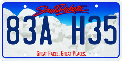 SD license plate 83AH35