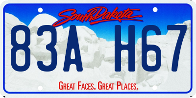 SD license plate 83AH67