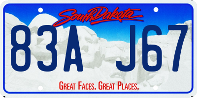 SD license plate 83AJ67