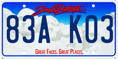 SD license plate 83AK03