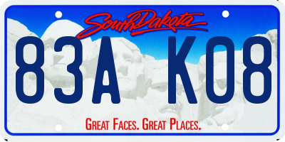 SD license plate 83AK08