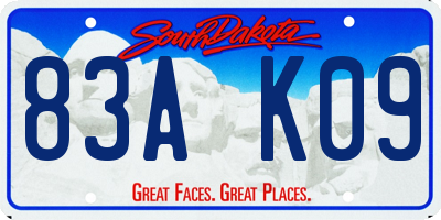 SD license plate 83AK09