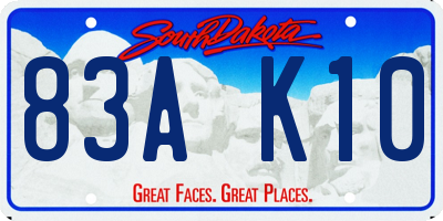 SD license plate 83AK10