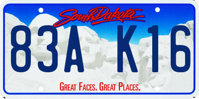 SD license plate 83AK16