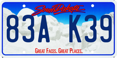 SD license plate 83AK39