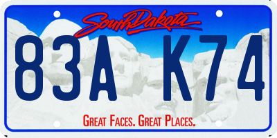 SD license plate 83AK74