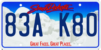 SD license plate 83AK80