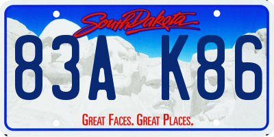 SD license plate 83AK86