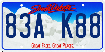 SD license plate 83AK88