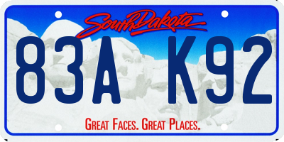 SD license plate 83AK92