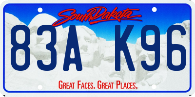 SD license plate 83AK96