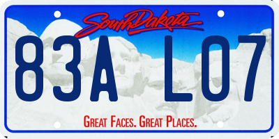 SD license plate 83AL07