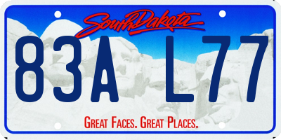 SD license plate 83AL77