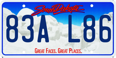SD license plate 83AL86