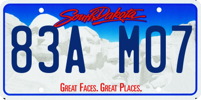 SD license plate 83AM07