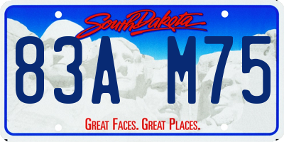 SD license plate 83AM75
