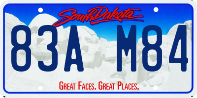 SD license plate 83AM84
