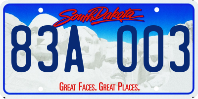 SD license plate 83AO03