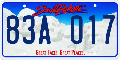 SD license plate 83AO17