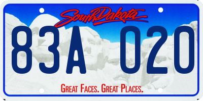 SD license plate 83AO20