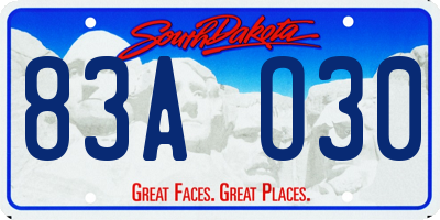 SD license plate 83AO30