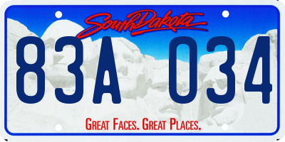 SD license plate 83AO34