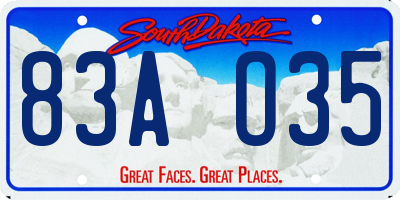 SD license plate 83AO35