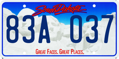 SD license plate 83AO37