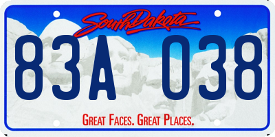 SD license plate 83AO38
