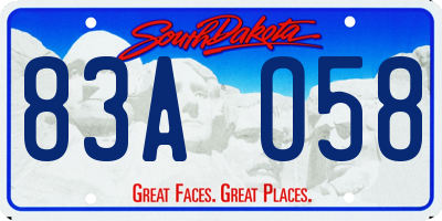 SD license plate 83AO58