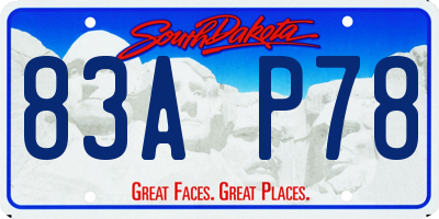 SD license plate 83AP78