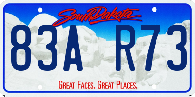 SD license plate 83AR73
