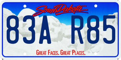 SD license plate 83AR85