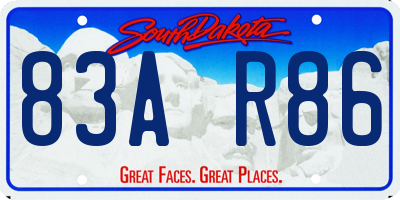 SD license plate 83AR86
