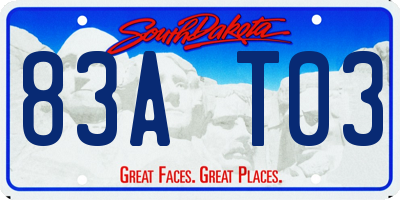 SD license plate 83AT03