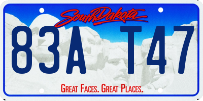 SD license plate 83AT47