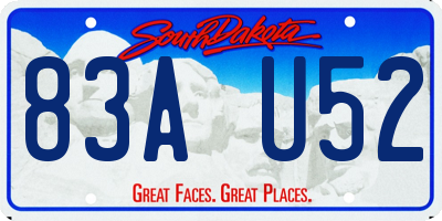 SD license plate 83AU52