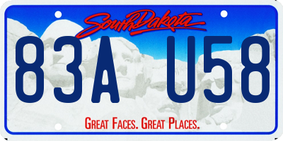 SD license plate 83AU58