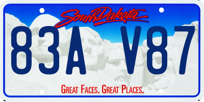 SD license plate 83AV87