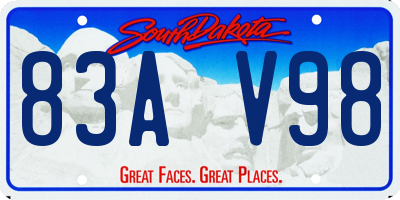 SD license plate 83AV98