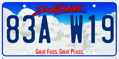SD license plate 83AW19