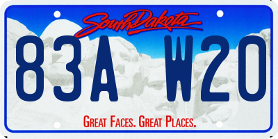 SD license plate 83AW20
