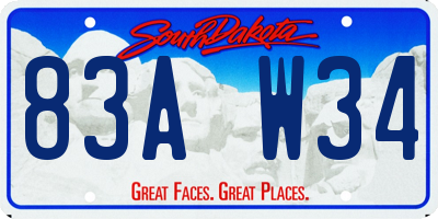 SD license plate 83AW34