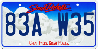 SD license plate 83AW35