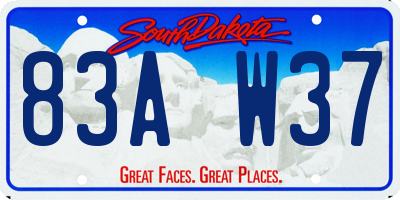 SD license plate 83AW37