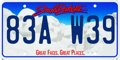 SD license plate 83AW39