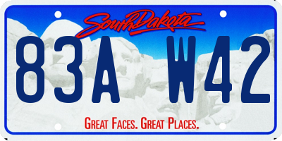 SD license plate 83AW42