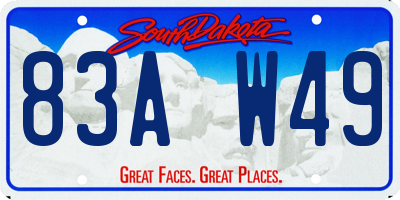 SD license plate 83AW49